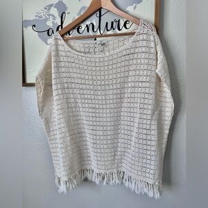 JOIE FRINGE CROCHET TOP BOHO OVERSIZED FIT